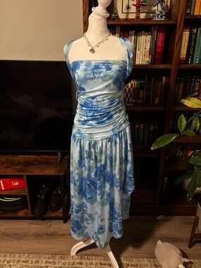 Free People Blue Floral Halter Midi Dress